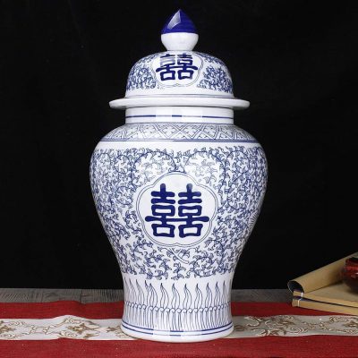 Tradicional Porcelana Florero Azul y Blanca China