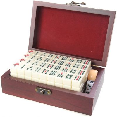 Set de Mahjong, Piezas de Imitación de Marfil Blanco