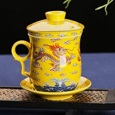 Taza de Té de Porcelana China con Tapa