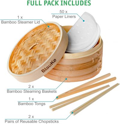Juego Completo de Vaporera de Bambú 25 cm