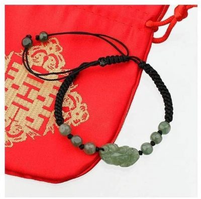 Pulsera Negra y Pixiu de Jade Verde – símbolo de Riqueza y Protección