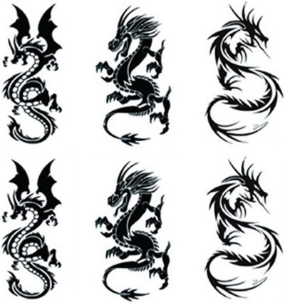 Tatuajes Temporales de Dragón de larga duración - 6 hojas