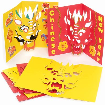 Tarjetas de Dragón - Paquete de 10 Manualidades de Año Nuevo Chino para Niños