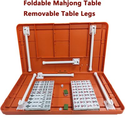 Mesa Plegable De Mahjong con 4 Portavasos Y 4 Bandejas
